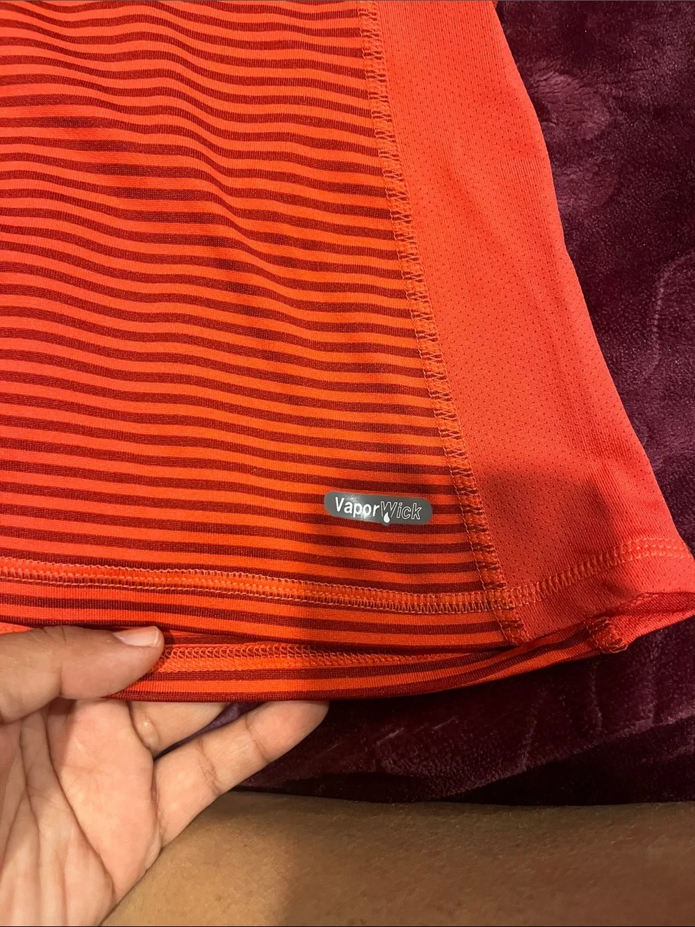 Womens The North Face Shirt  L Orange Stripes Athletic Hiking Outdoor - Picture 4 of 4